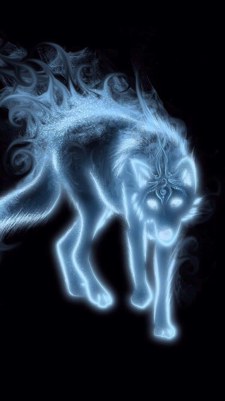 Mystical_ Blue_ Spirit_ Wolf Wallpaper