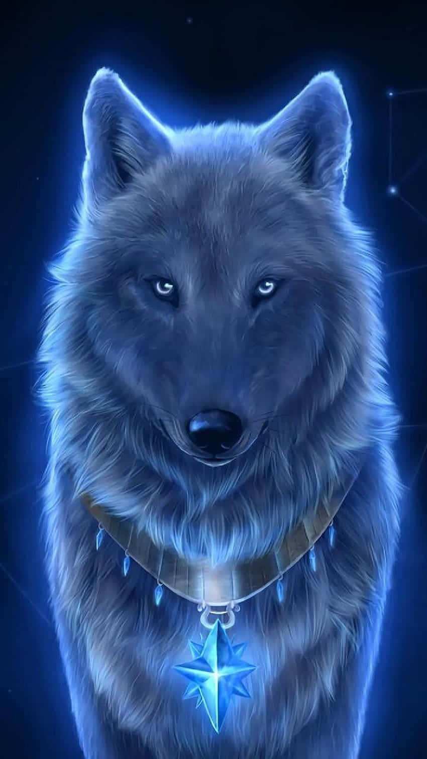 Mystical Blue Wolf Art Wallpaper