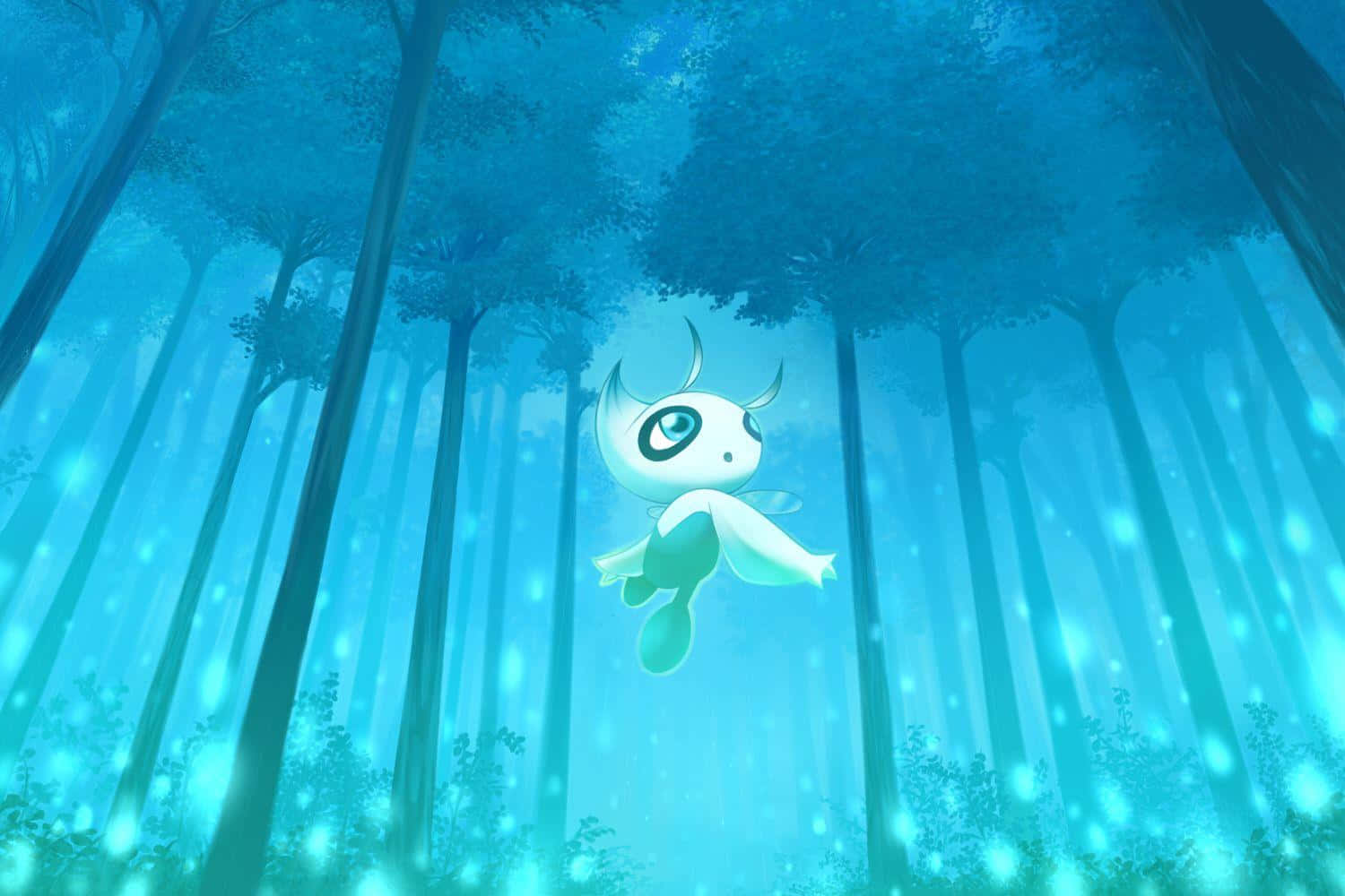 Mystical_ Celebi_ Forest_ Glow Wallpaper