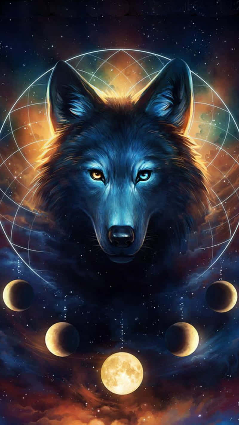 Mystical_ Cosmic_ Wolf Wallpaper