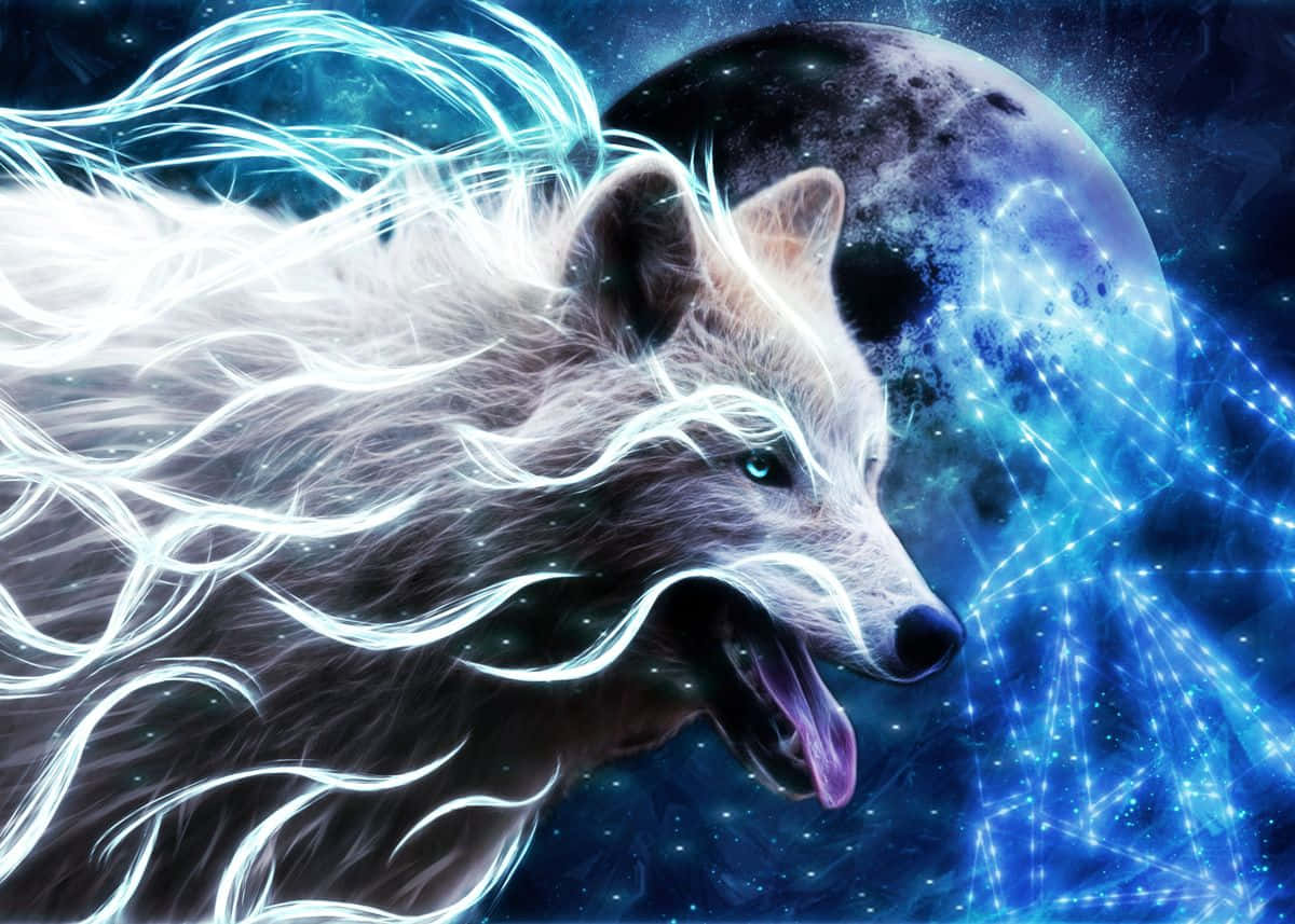 Mystical Galaxy Wolf Art Wallpaper