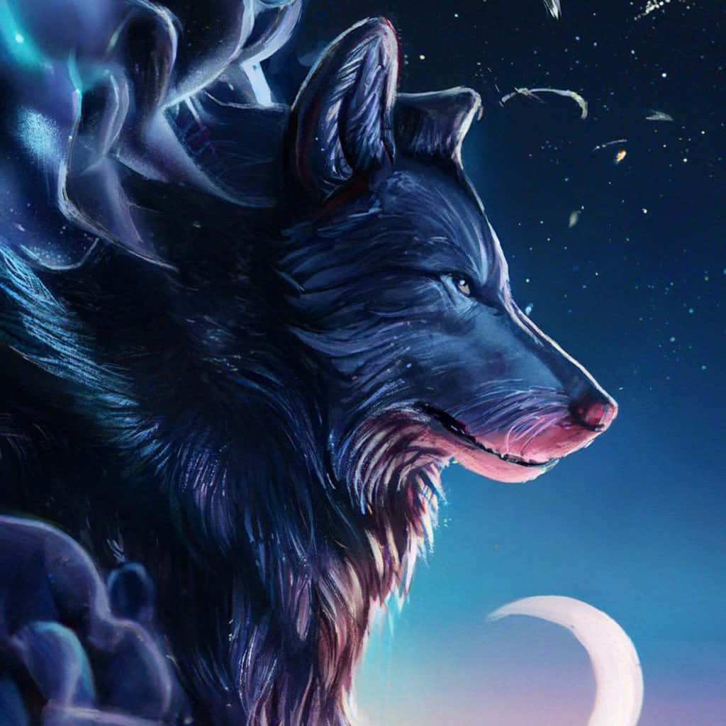 Mystical Galaxy Wolf Art Wallpaper