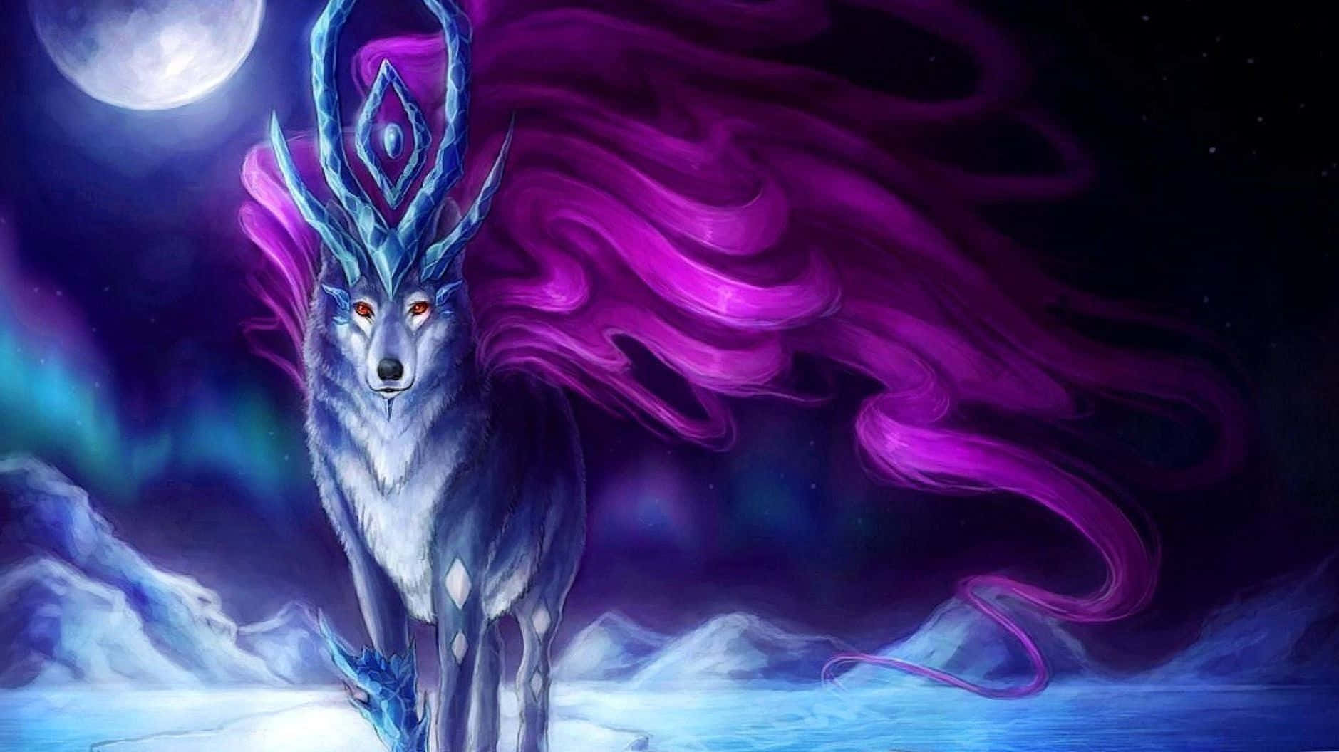 Mystical Galaxy Wolf Fantasy Art Wallpaper