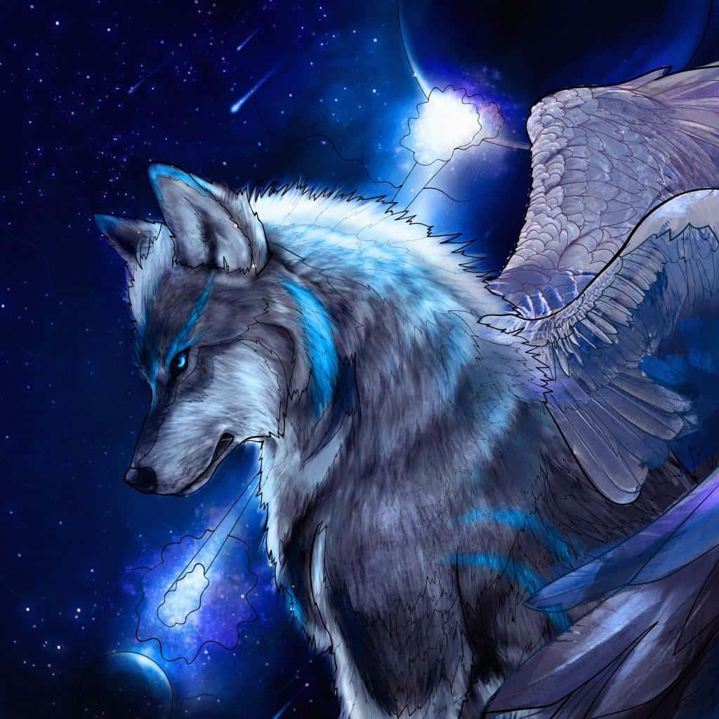 Mystical Galaxy Wolf Wings Wallpaper