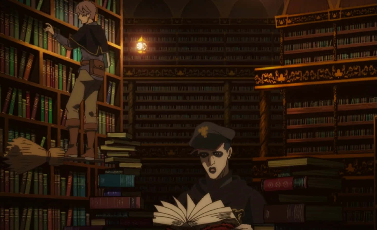 Mystical Library Scene Anime Wallpaper