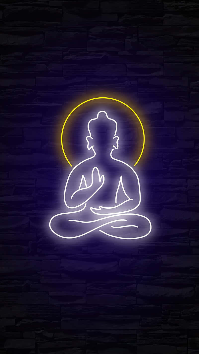 Mystical Neon Buddha Meditation Wallpaper