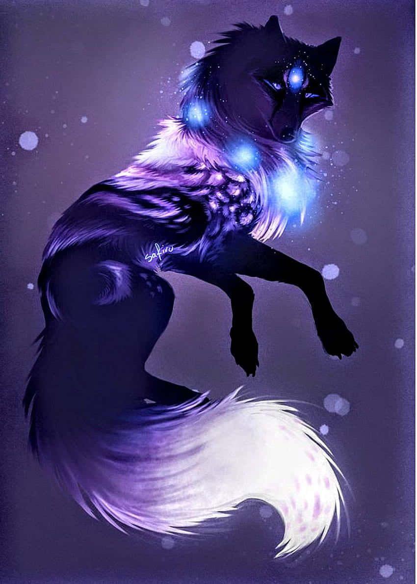 Mystical Night Wolf Art Wallpaper