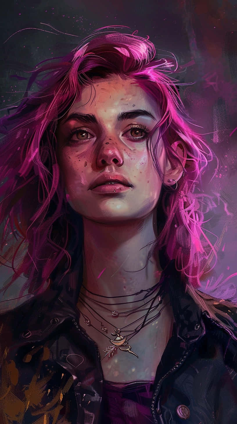 Mystical Pink Haired Woman Artwork Wallpaper