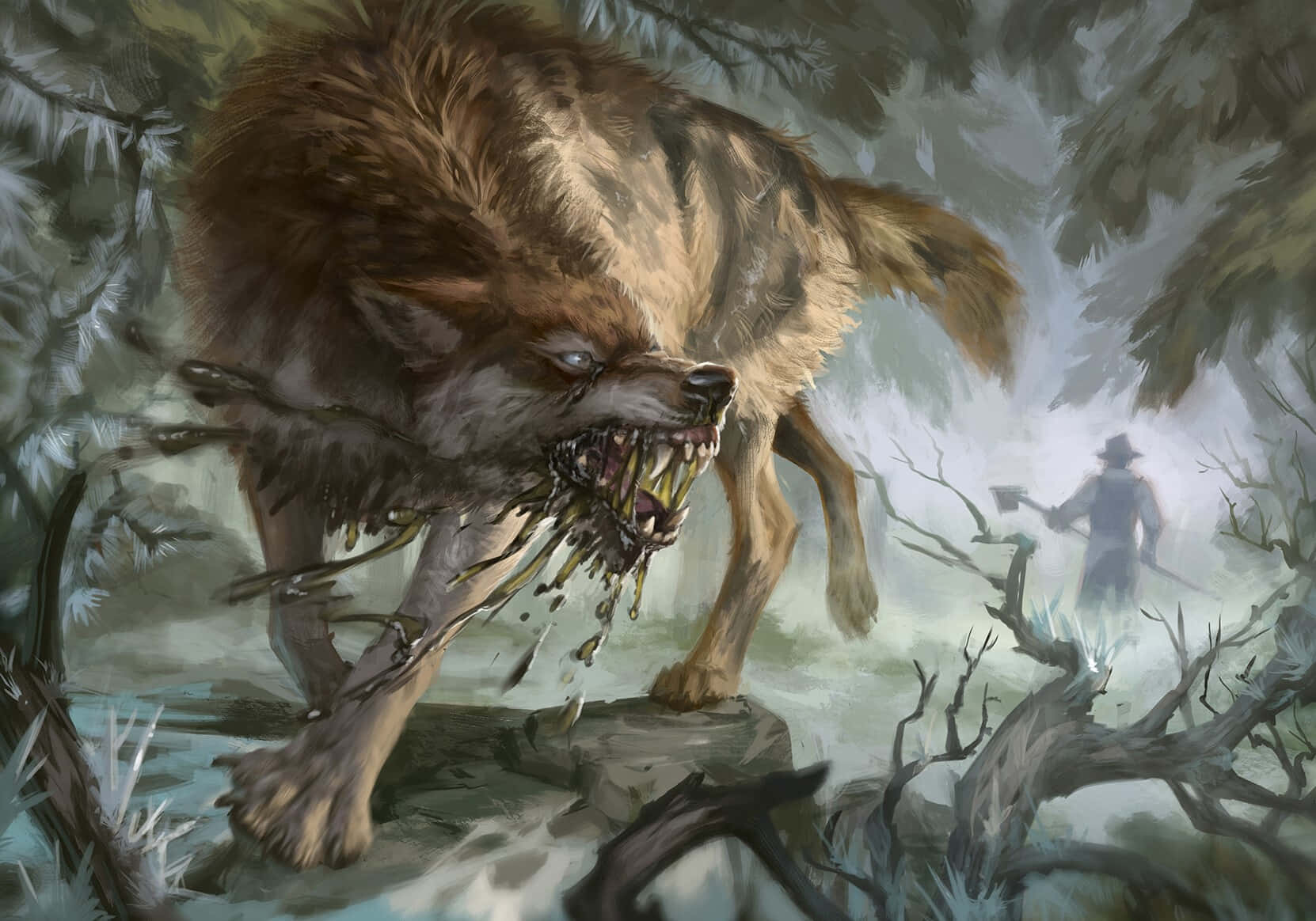 Mystical Wolf Art Wallpaper