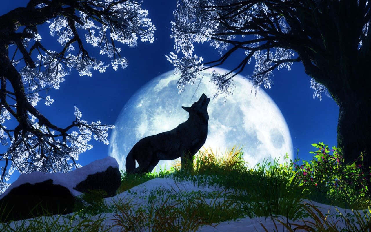 Mystical Wolf Howling Wallpaper