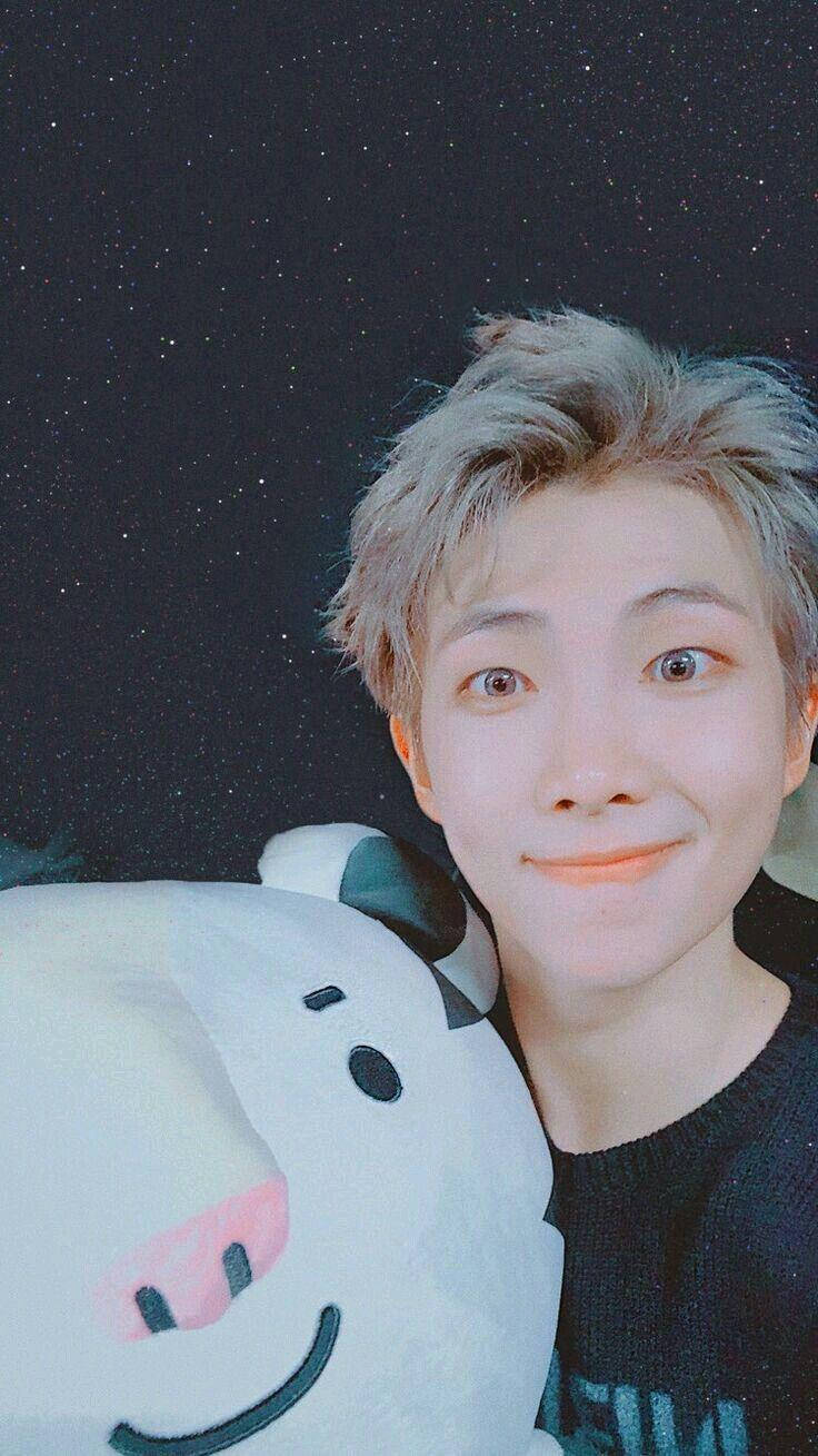 Namjoon With Stuffed Toy Wallpaper