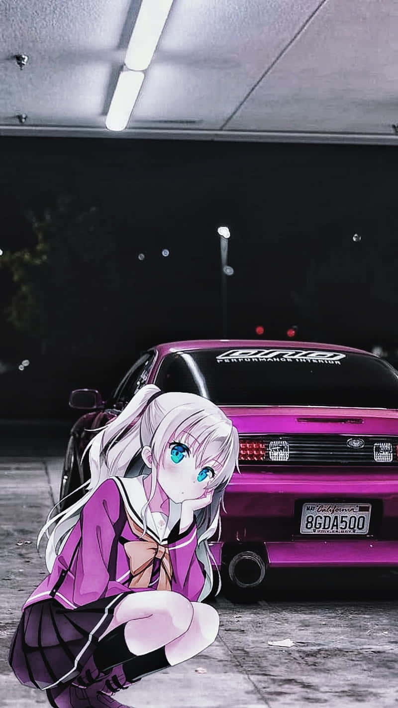 Nao Tomori Squatting Jdm Anime Wallpaper