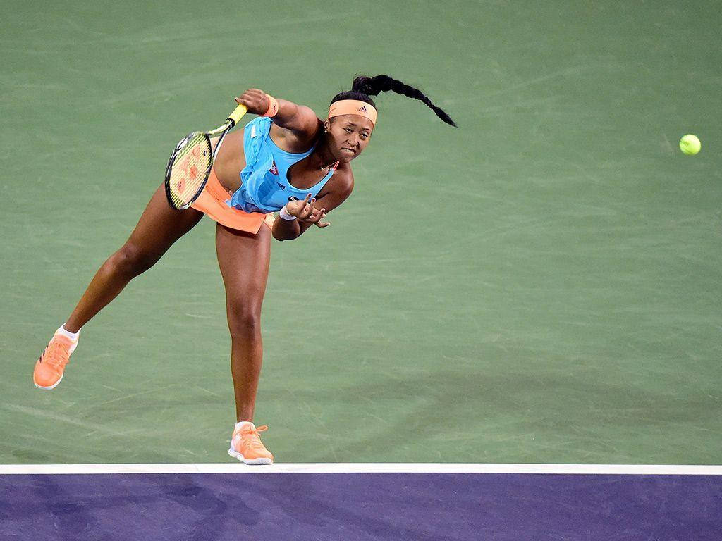 Naomi Osaka Tennis Ball Strike Wallpaper