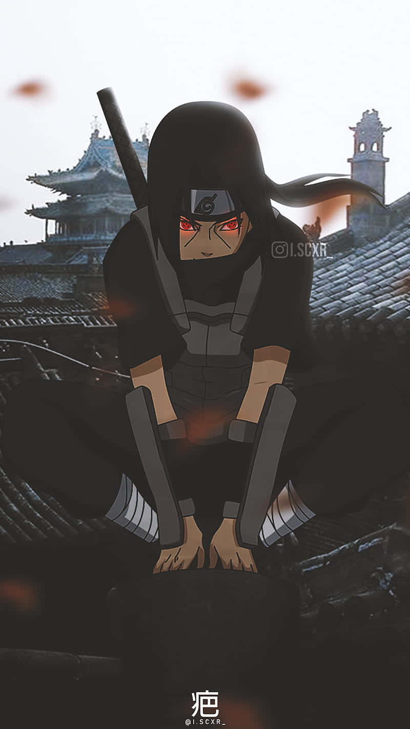 Naruto Itachi On Top Of A Castle Wallpaper