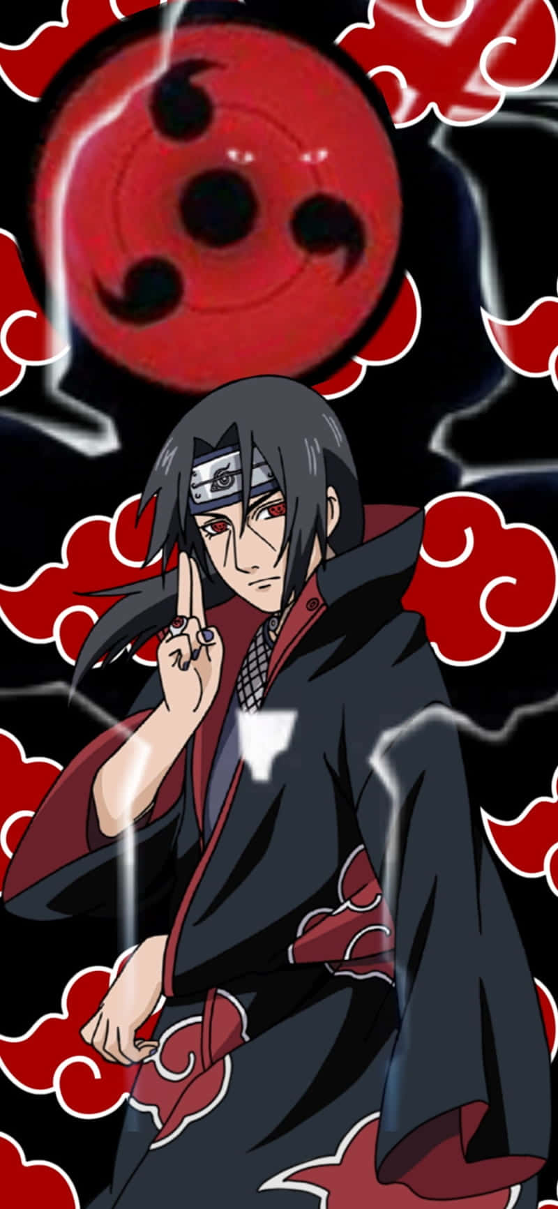 Naruto Itachi Surrounded By Akatsuki Clouds Wallpaper