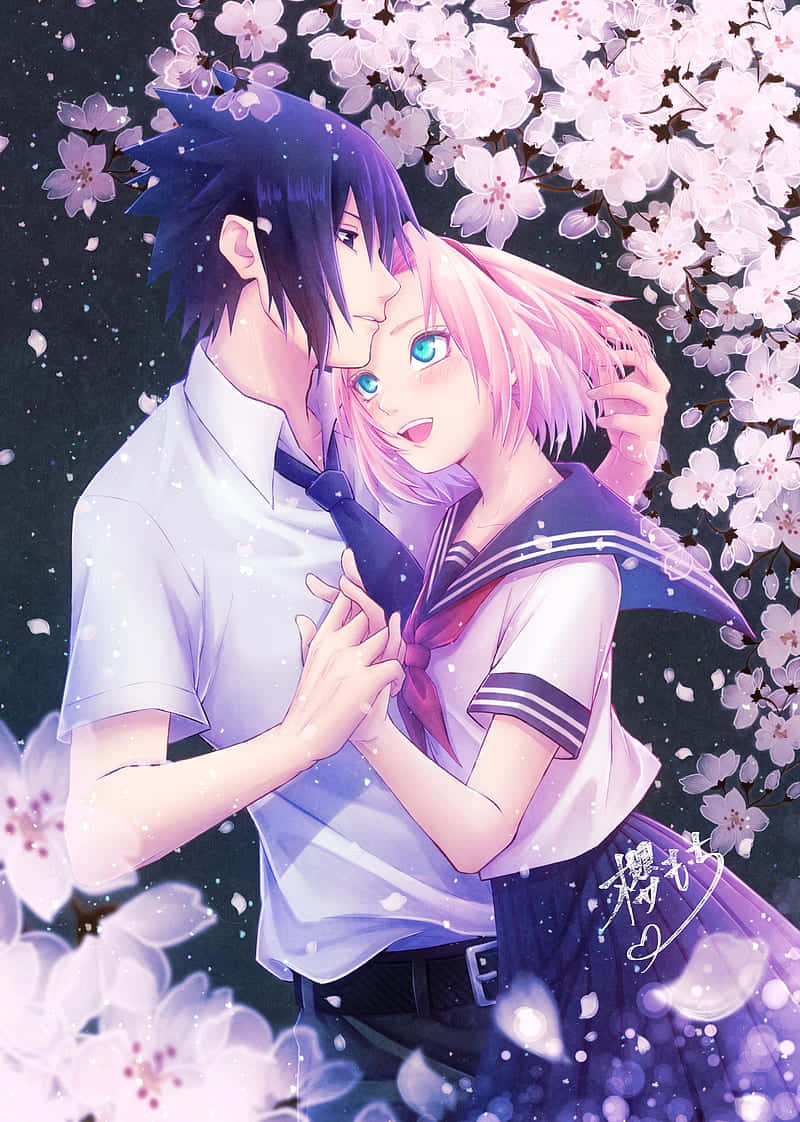 Naruto's Sasuke And Sakura In An Epic Adventure Wallpaper