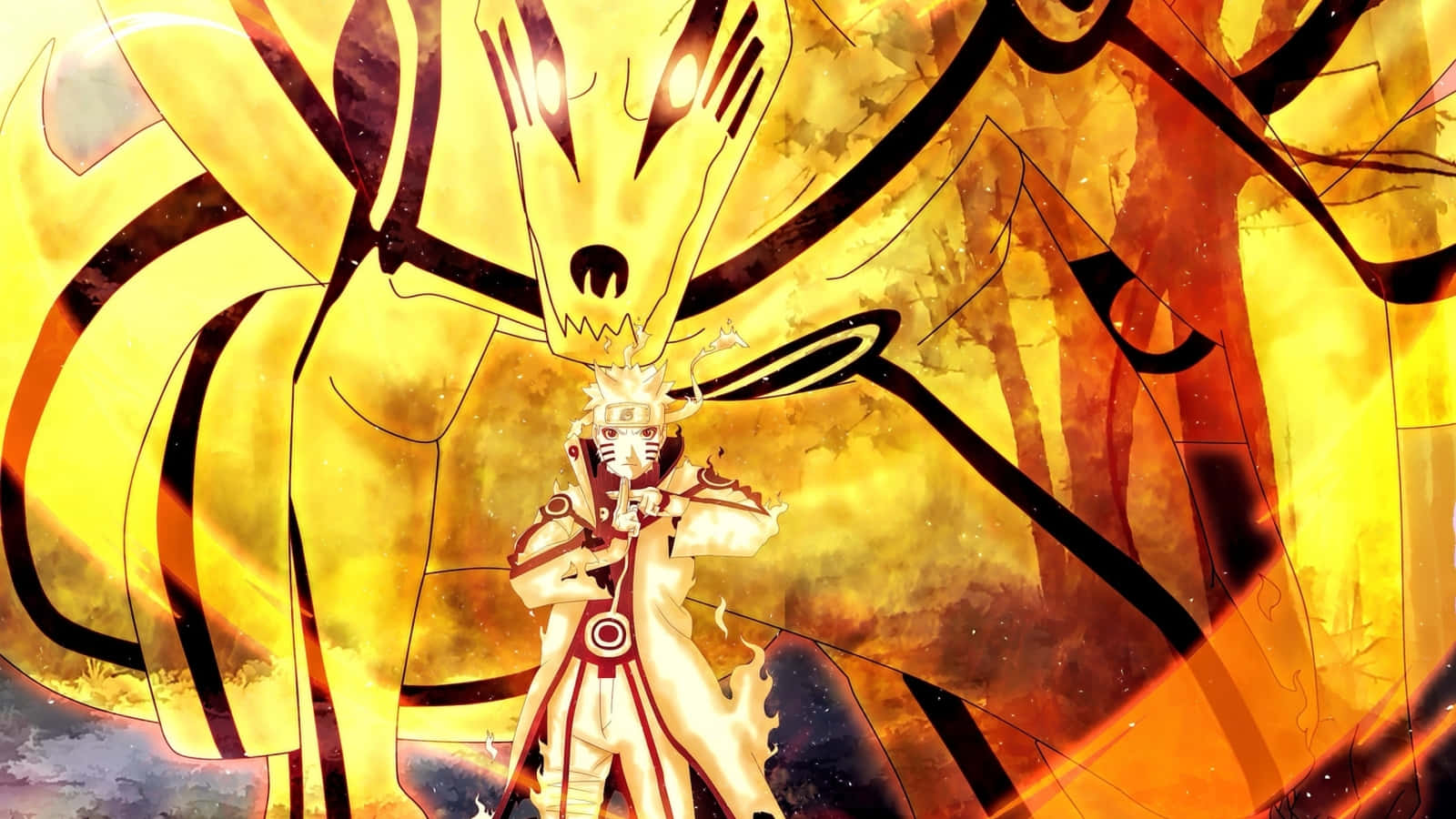 Naruto Uzumaki Unleashes The Power Of The Nine-tailed Fox Within Him. Wallpaper