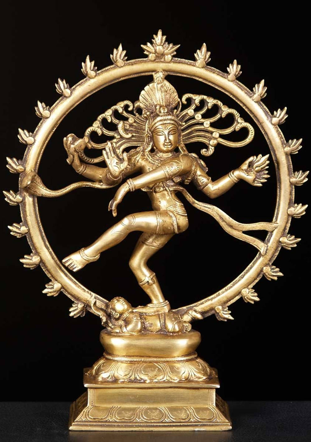 Nataraja Gold Figure Black Background Wallpaper