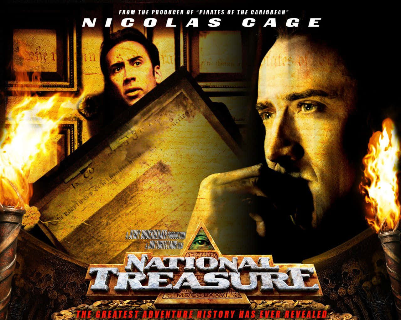 National Treasure Movie Poster Featuring Nicolas Cage Wallpaper