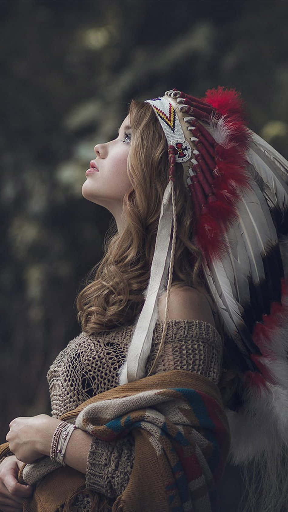 Native Tribal Model Looking Up Wallpaper