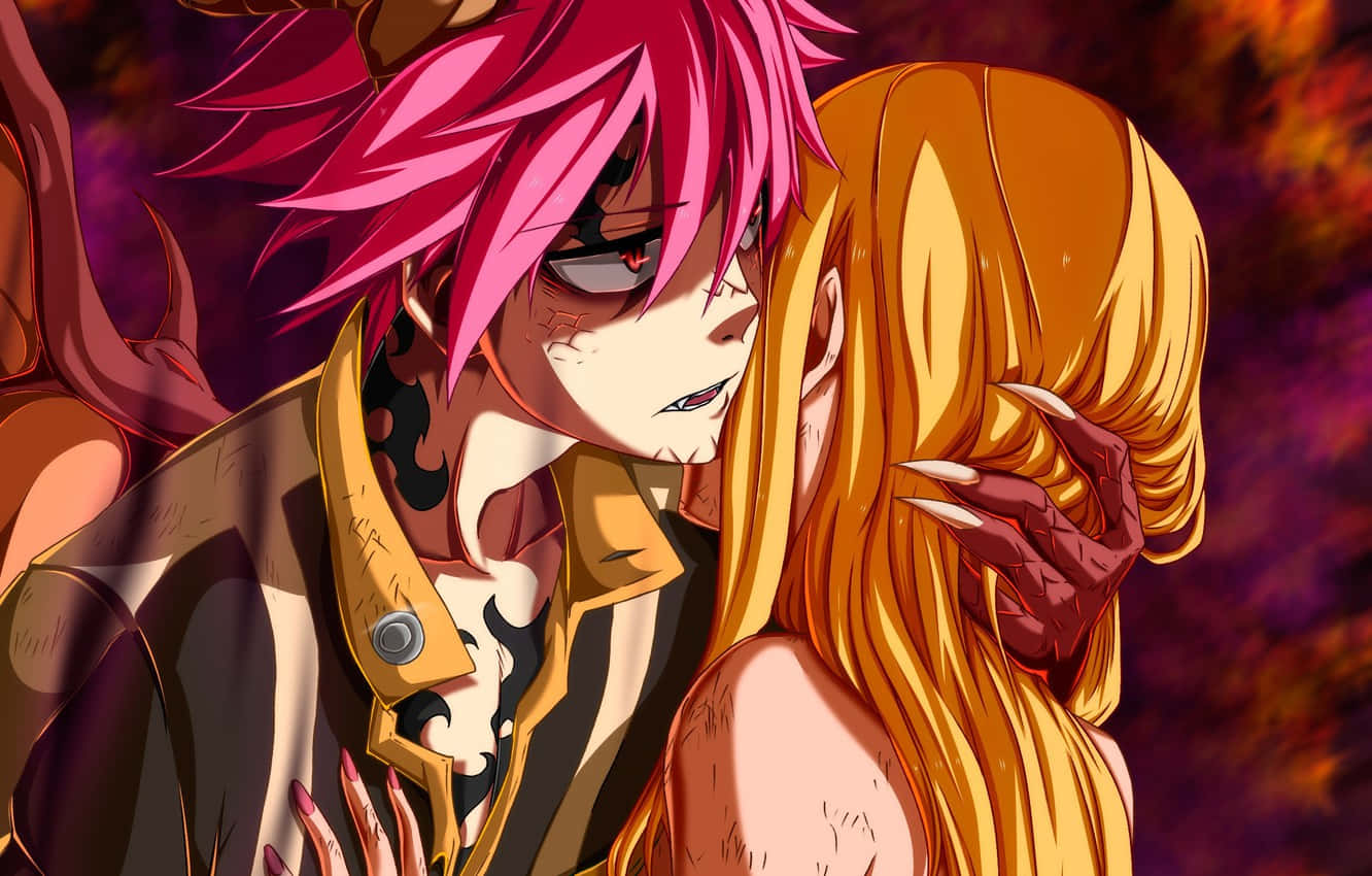 Natsu Dragneel And Lucy Heartfilia Dragon Anime Art Wallpaper