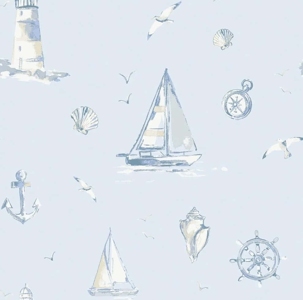 Nautical Themed Pattern Wallpaper