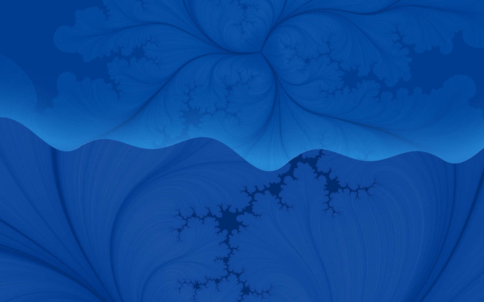 Navy Blue Floral Fractal Art Wallpaper