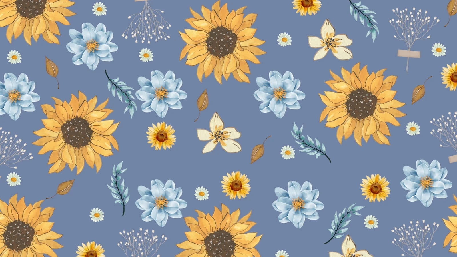 Navy Blue Floral Pattern Wallpaper