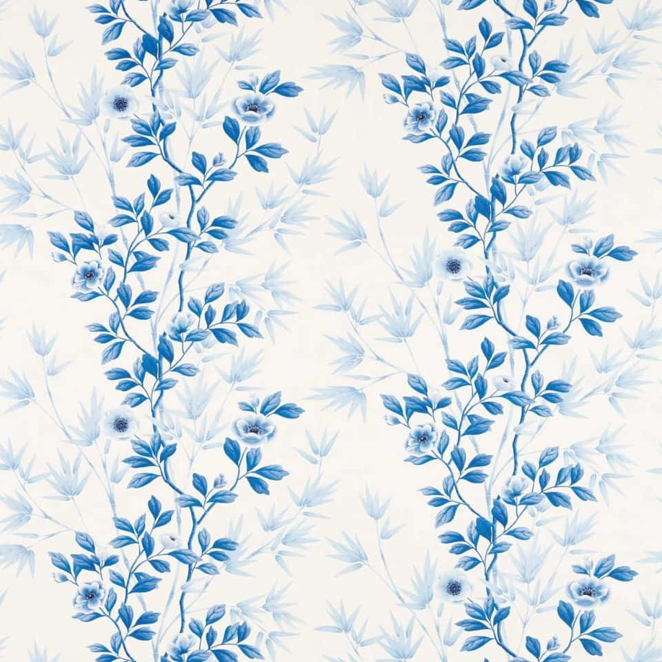 Navy Blue Floral Pattern Wallpaper