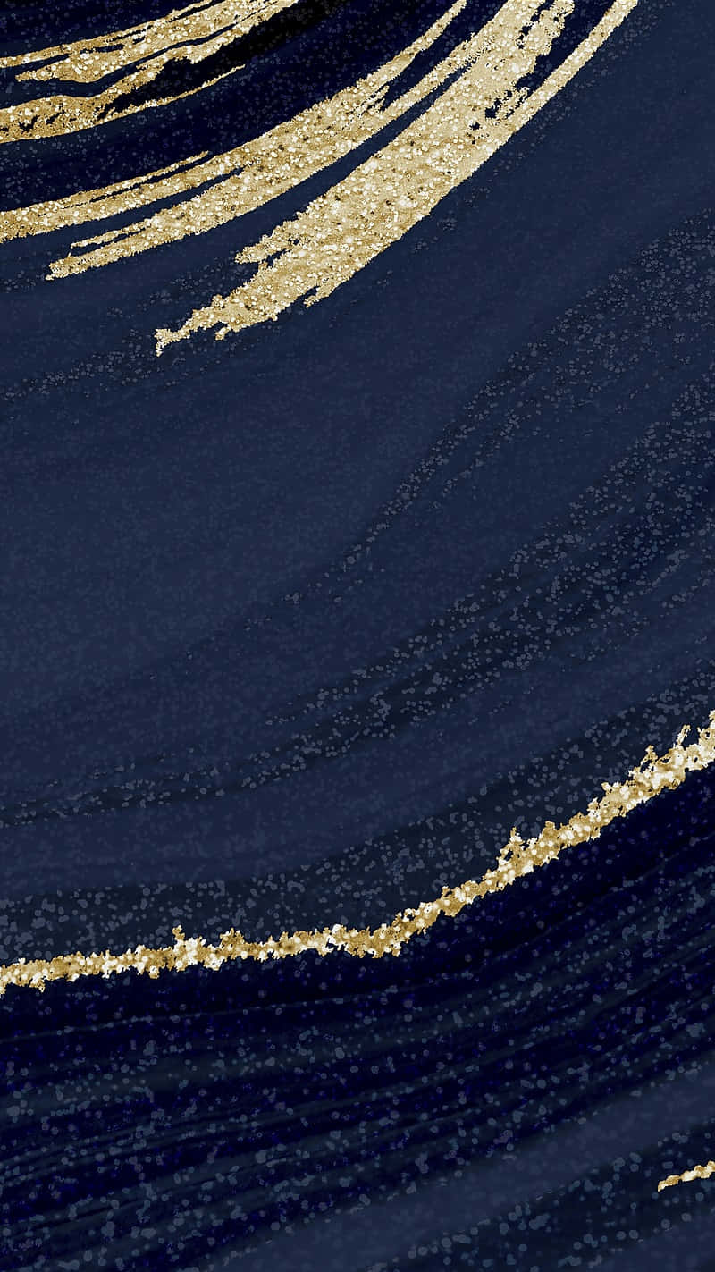 Navy Gold Abstract Art Wallpaper