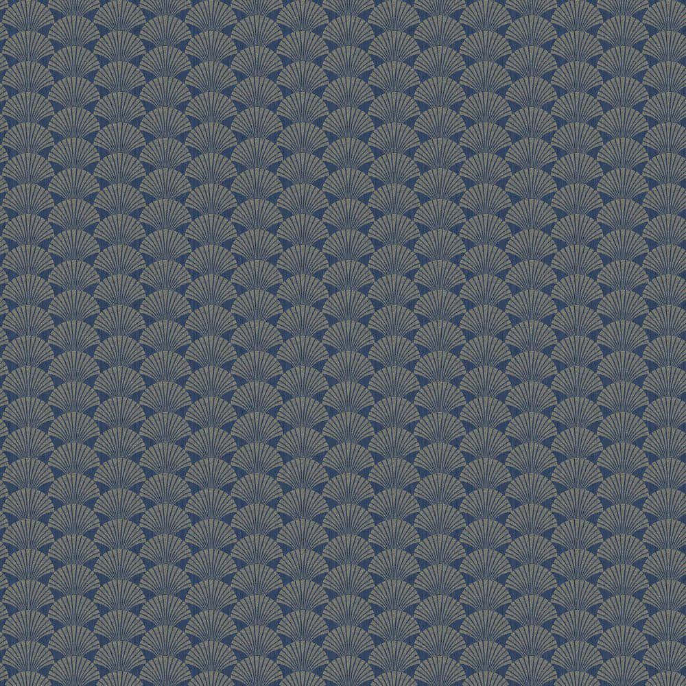 Navy Gold Art Deco Pattern Wallpaper