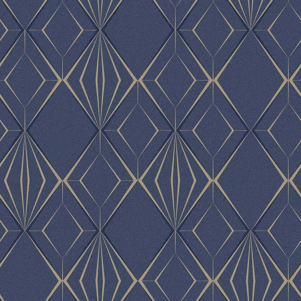 Navy Gold Geometric Pattern Wallpaper