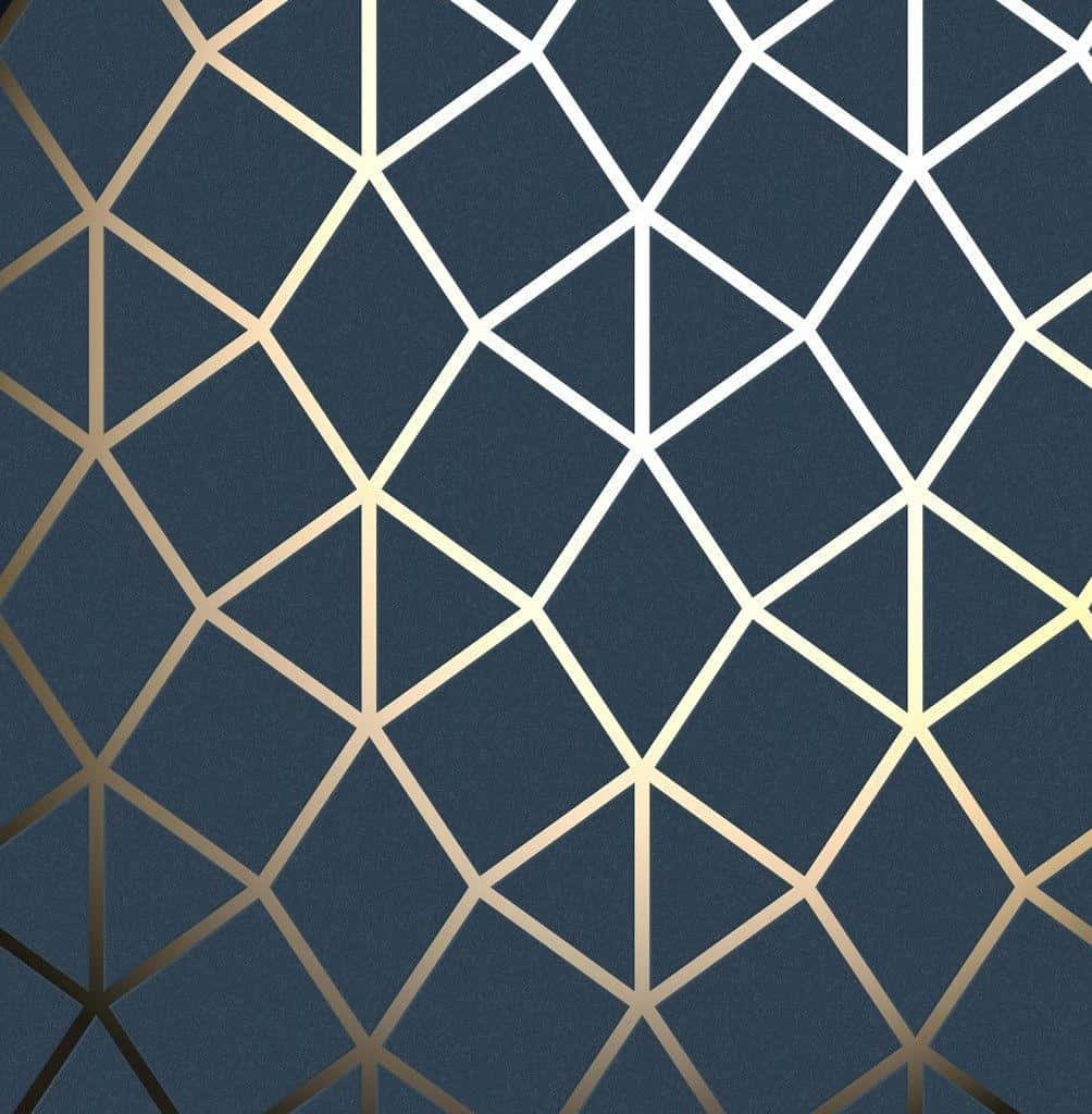 Navy Gold Geometric Pattern Wallpaper