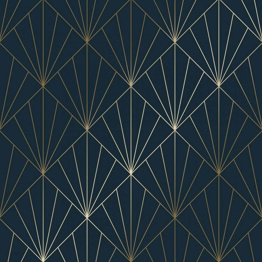 Navy Gold Geometric Pattern Wallpaper