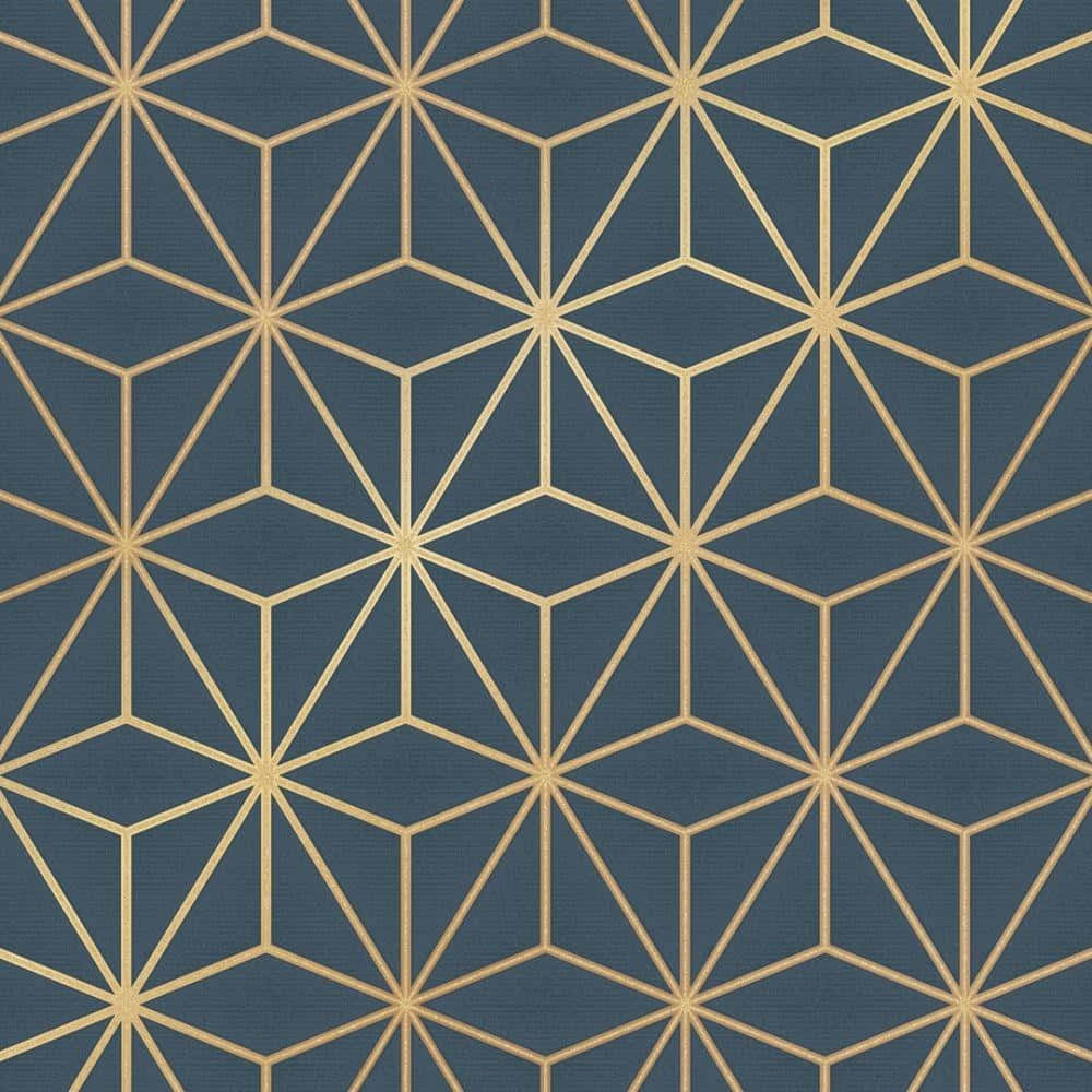 Navy Gold Geometric Pattern Wallpaper