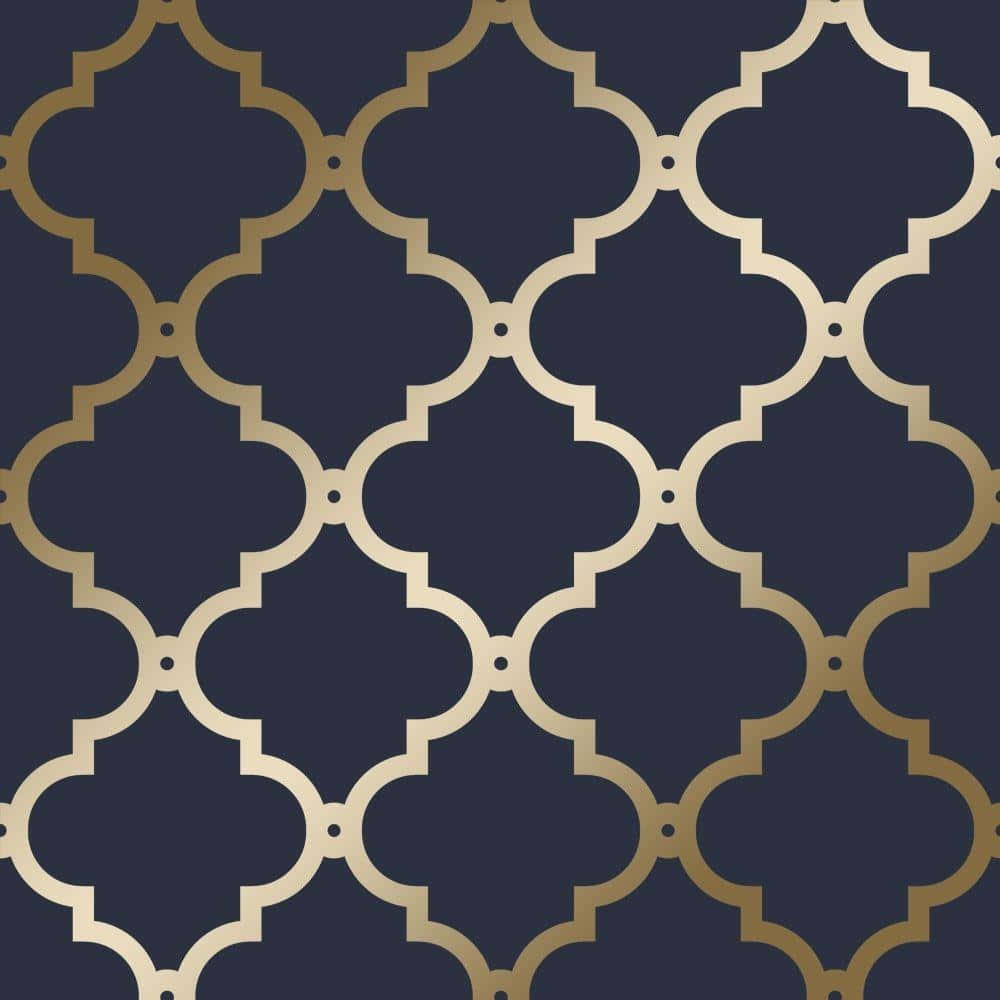 Navy Gold Geometric Pattern Wallpaper