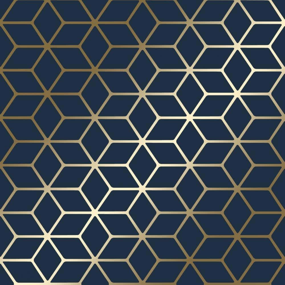 Navy Gold Geometric Pattern Wallpaper