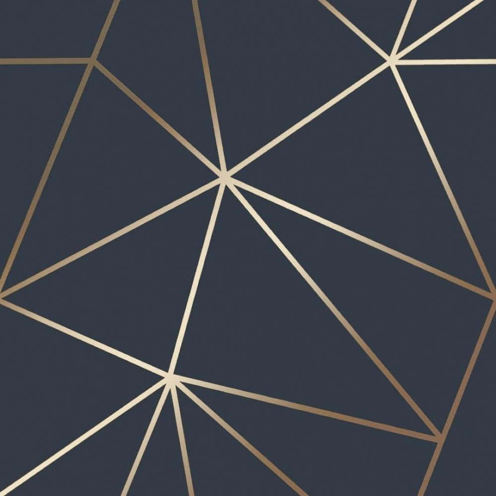 Navy Gold Geometric Pattern Wallpaper