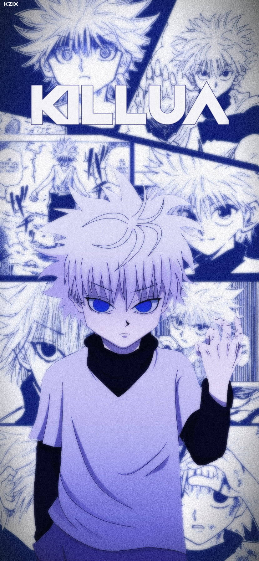 Navy Killua Zoldyck Collage Wallpaper