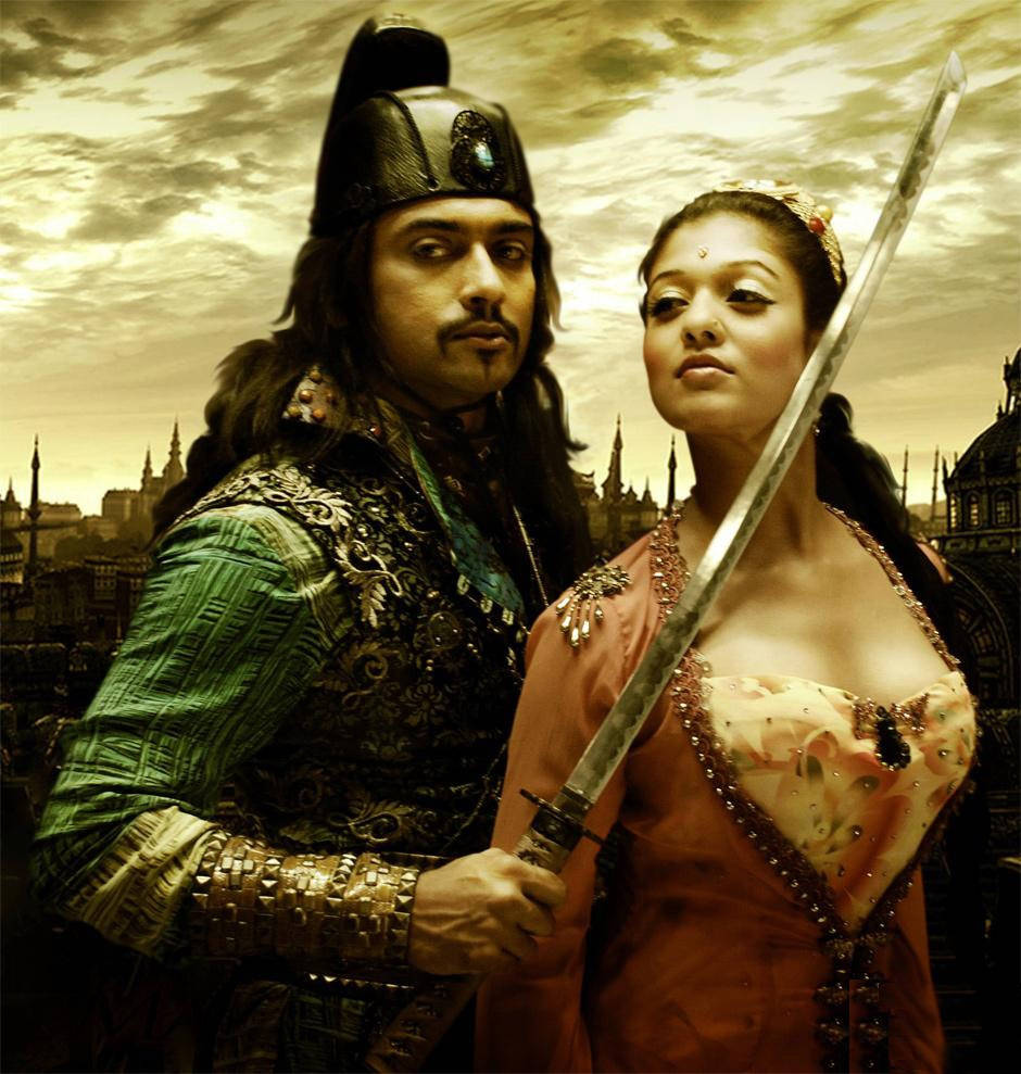 Nayanthara In Traditional Costume With Co-star Suriya From Aadhavan Wallpaper