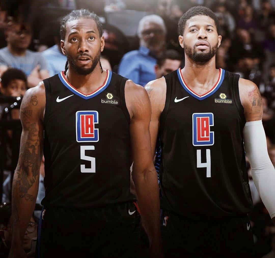 Nba La Clippers Players Kawhi Leonard And Paul George Photograph Wallpaper