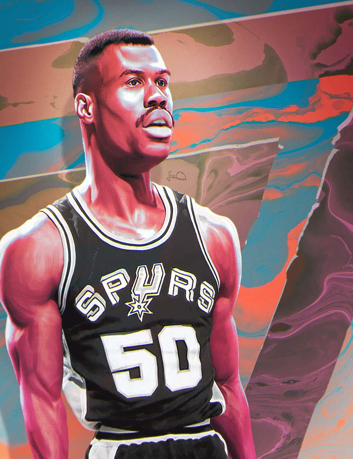 Nba Legend David Robinson The Admiral Artwork Wallpaper