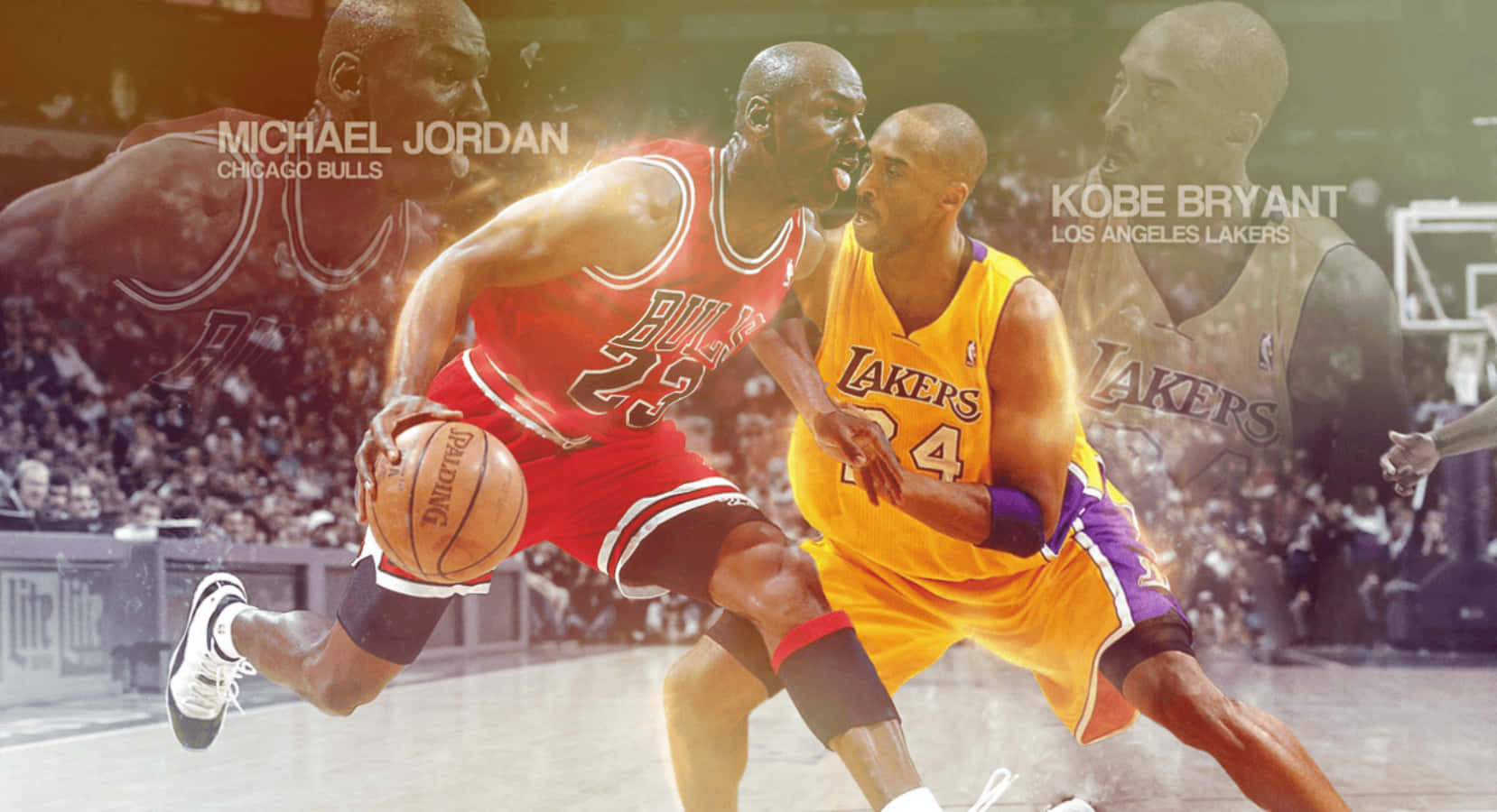 Nba Legendary Rivalry - Kobe Bryant And Michael Jordan Wallpaper