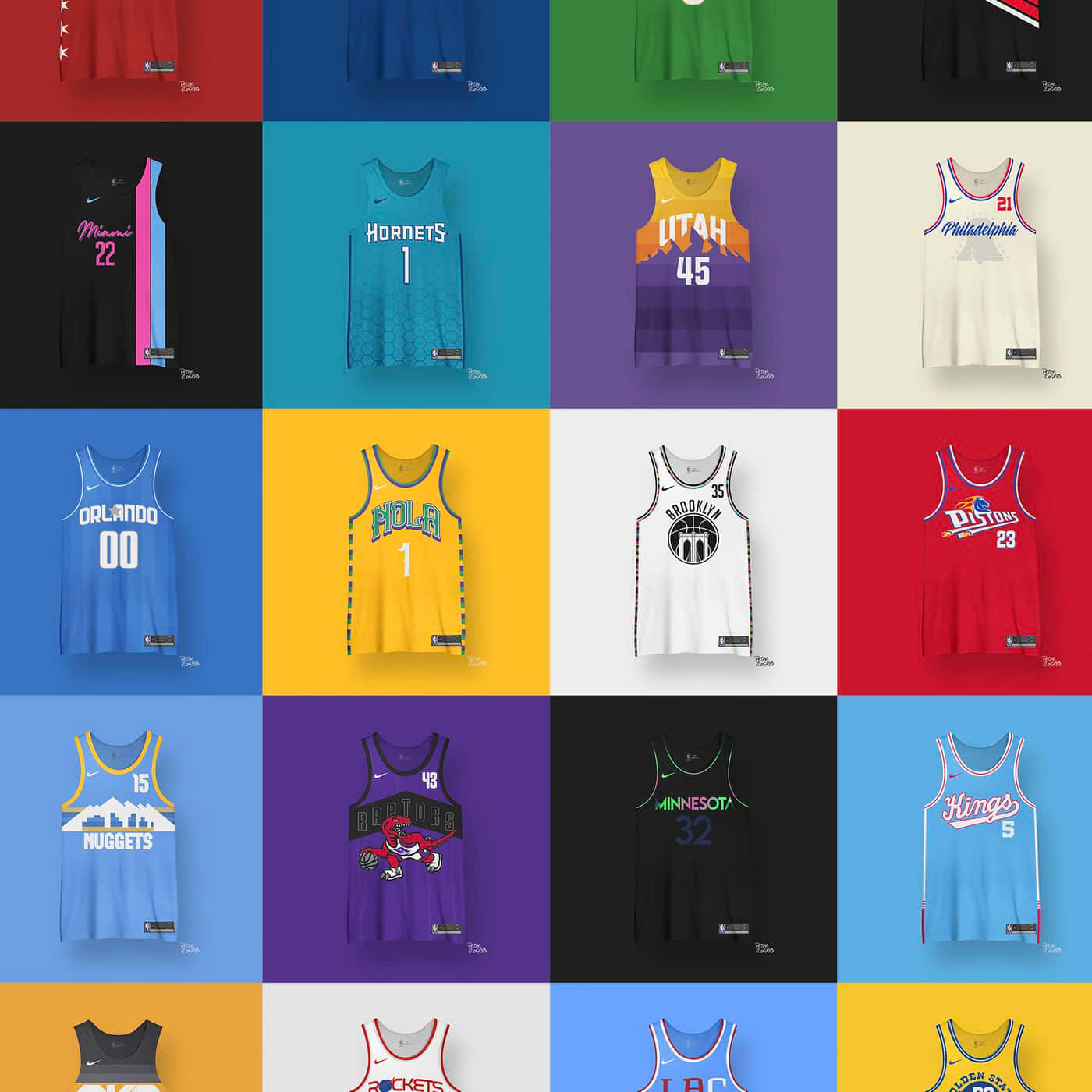 Nba Logo Jerseys Collage Wallpaper