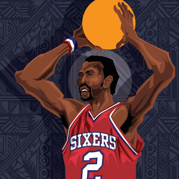 Nba Star Athlete Moses Malone Animation Wallpaper