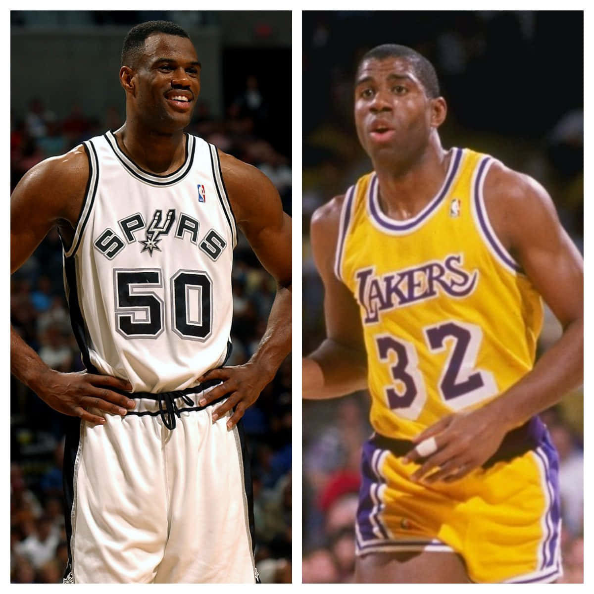 Nba Star Players David Robinson And Magic Johnson Wallpaper