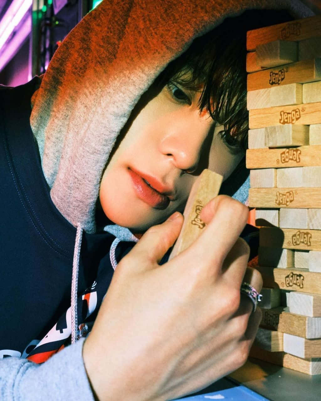 Nct Jaehyun Playing Jenga Tower Wallpaper