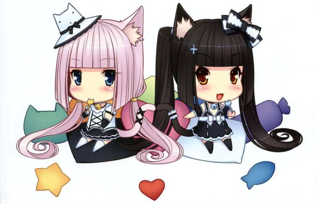 Nekopara's Vanilla And Chocola Chibis Wallpaper