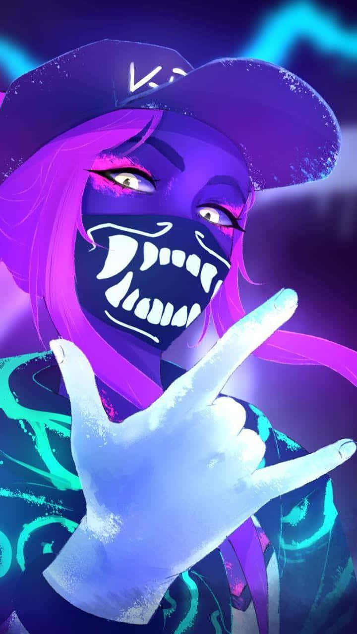 Neon Anime Girl Akali Wallpaper