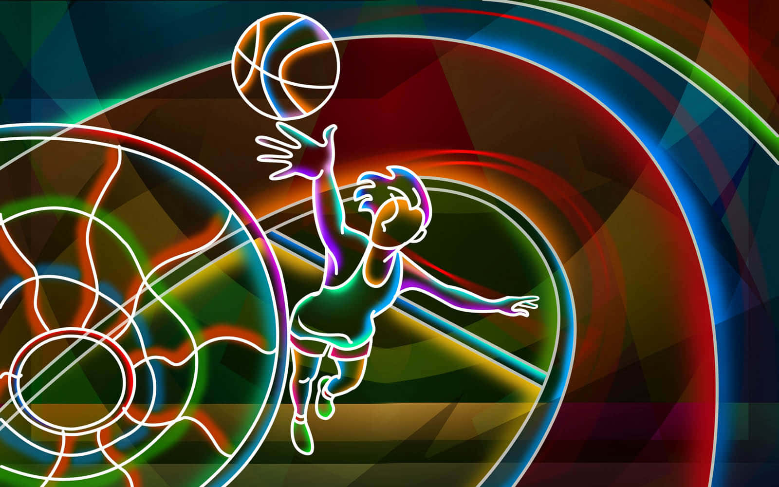 Neon Basketball Artwork Wallpaper